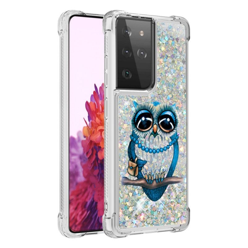 Coque Samsung Galaxy S21 Ultra 5g Miss Hibou Paillettes