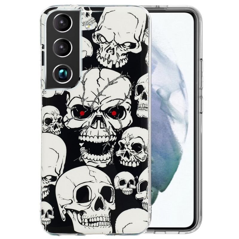 Coque Samsung Galaxy S22 5G Attention Têtes de Mort Fluorescente