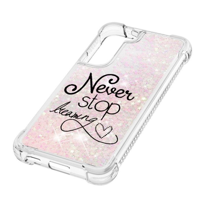 Coque Samsung Galaxy S22 5G Never Stop Dreaming Paillettes