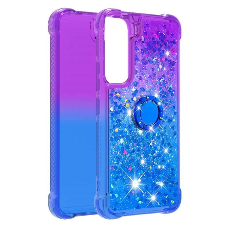 Coque Samsung Galaxy S22 5G Paillettes Anneau-Support