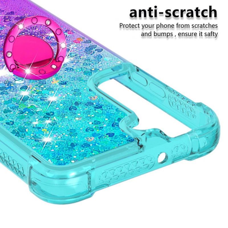 Coque Samsung Galaxy S22 5G Paillettes Anneau-Support