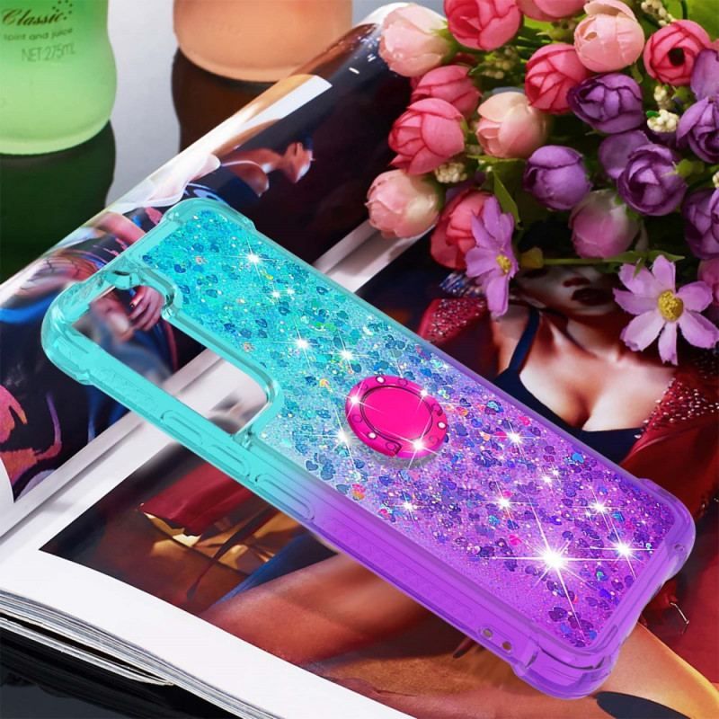 Coque Samsung Galaxy S22 5G Paillettes Anneau-Support