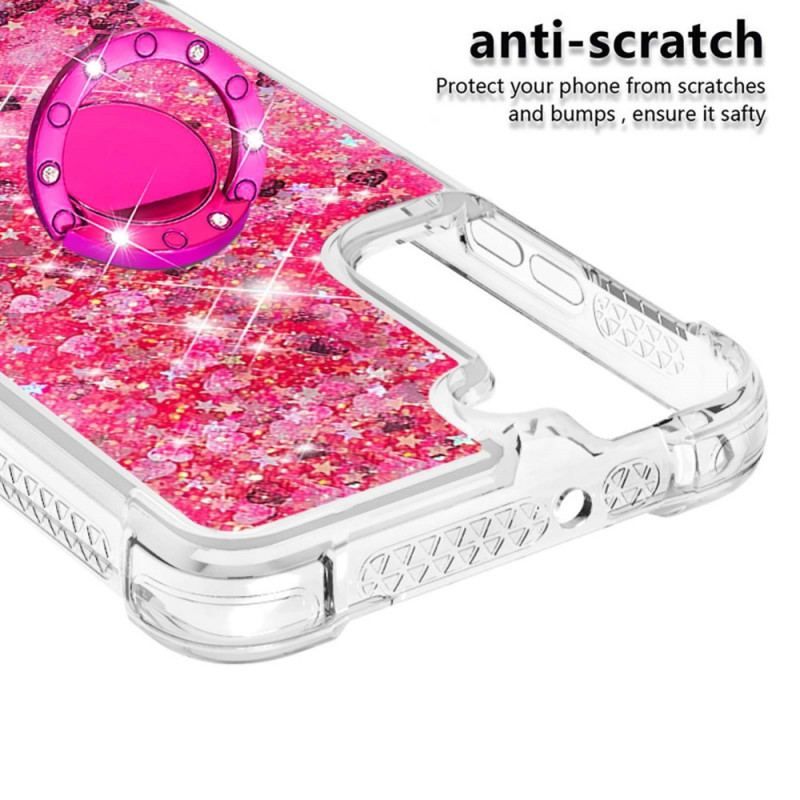 Coque Samsung Galaxy S22 5G Paillettes avec Anneau-Support