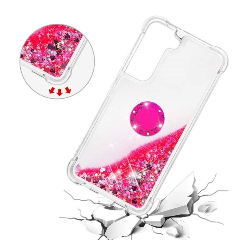 Coque Samsung Galaxy S22 5G Paillettes avec Anneau-Support