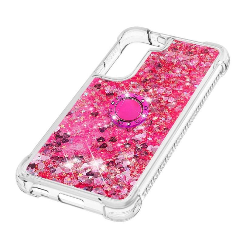 Coque Samsung Galaxy S22 5G Paillettes avec Anneau-Support