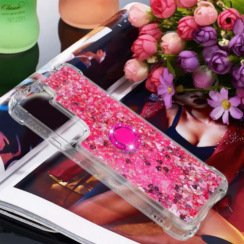 Coque Samsung Galaxy S22 5G Paillettes avec Anneau-Support