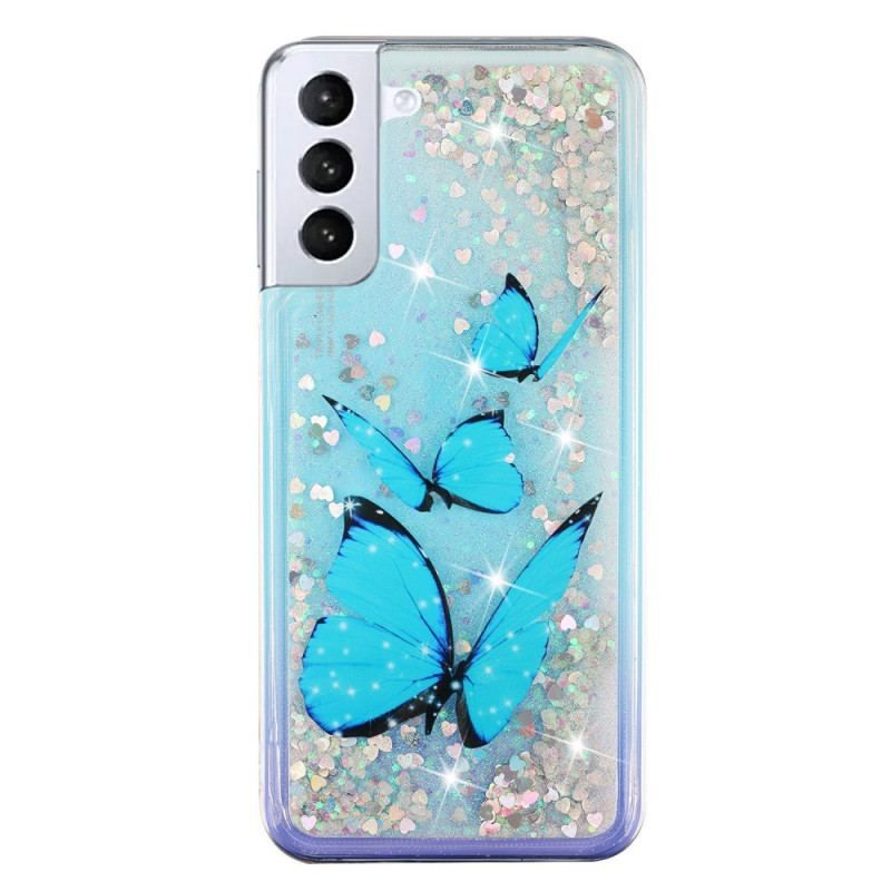 Coque Samsung Galaxy S22 5G Paillettes Papillons