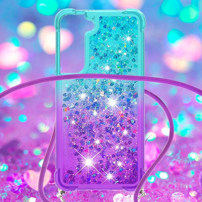 Coque Samsung Galaxy S22 5G Silicone Paillettes et Cordon