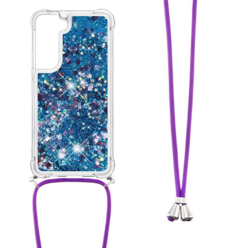 Coque Samsung Galaxy S22 Plus 5G Paillettes avec Cordon