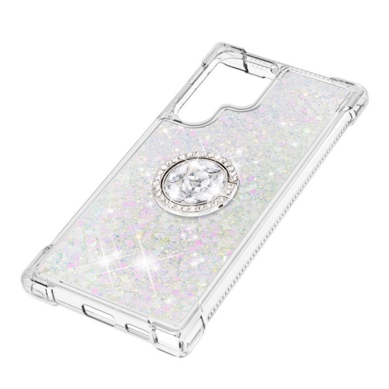 Coque Samsung Galaxy S22 Ultra 5G Paillettes Anneau-Support