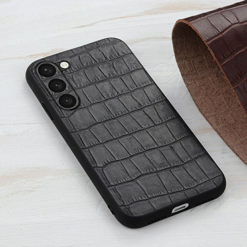 Coque Samsung Galaxy S23 5G Véritable Cuir Style Crocodile