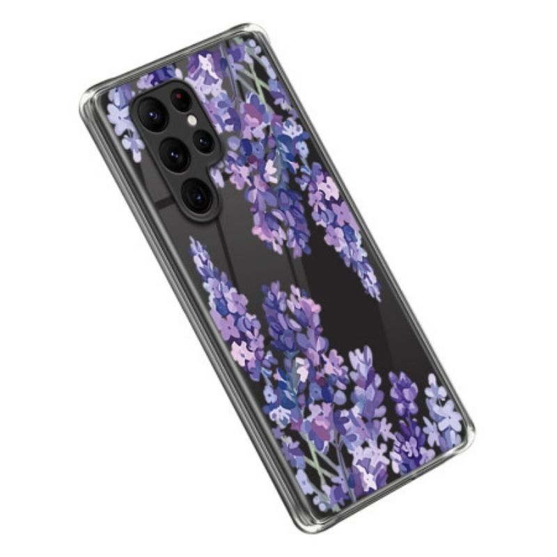 Coque Samsung Galaxy S23 Ultra 5G Transparente Fleurs Violettes