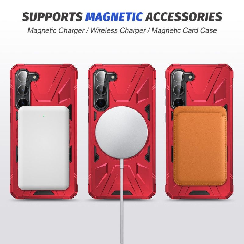 Coque Samsung Galaxy S24 5G Compatible MagSafe Anneau-Support Effet Métal