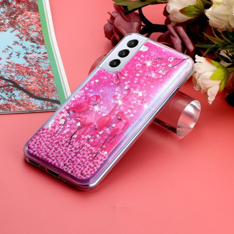 Coque Samsung Galaxy S24 Plus 5G Paillettes Liquides Oiseau