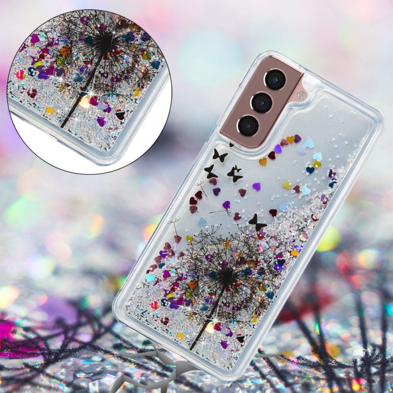 Coque Samsung Galaxy S24 Plus 5G Paillettes Liquides Pissenlit