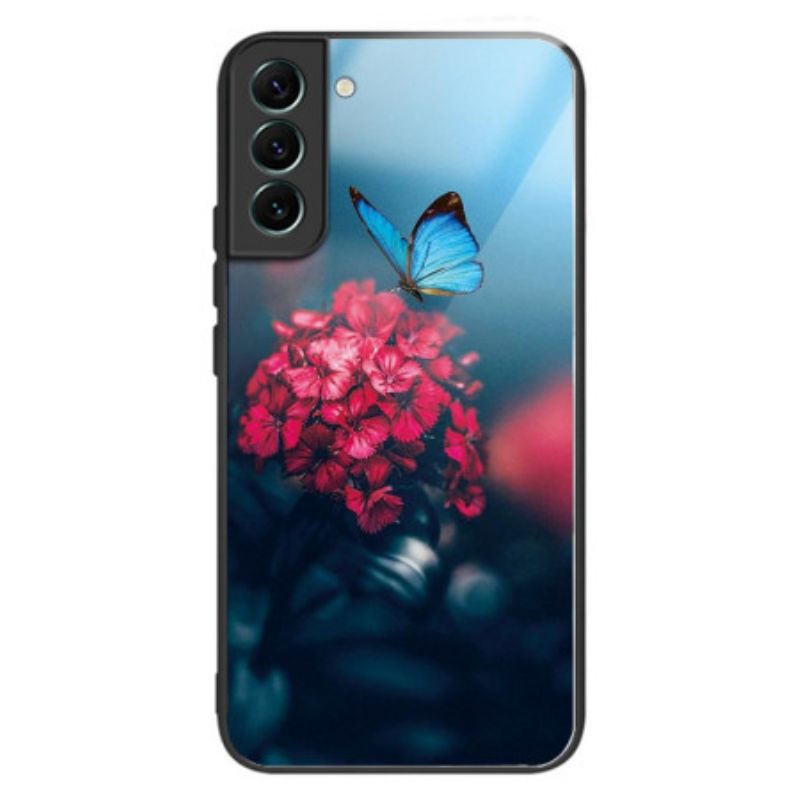 Coque Samsung Galaxy S24 Plus 5G Verre Trempé Fleur et Papillon