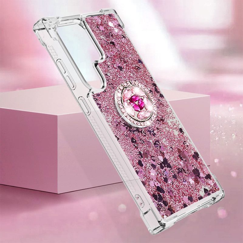 Coque Samsung Galaxy S24 Ultra 5G Paillettes avec Anneau-Support