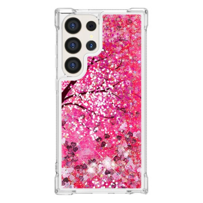 Coque Samsung Galaxy S24 Ultra 5G Paillettes Fleurs de Cerisier