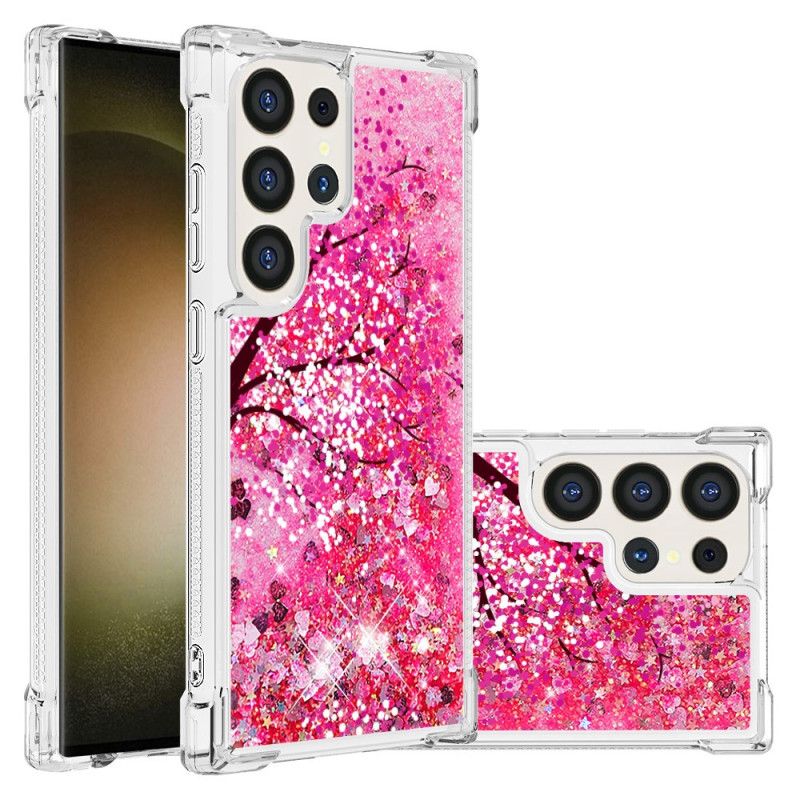 Coque Samsung Galaxy S24 Ultra 5G Paillettes Fleurs de Cerisier