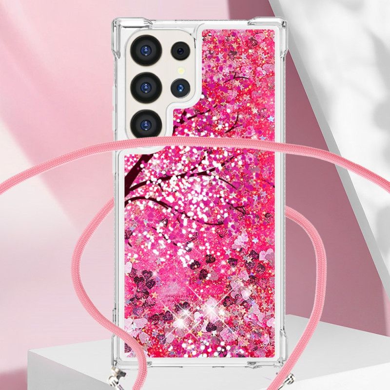 Coque Samsung Galaxy S24 Ultra 5G Paillettes Fleurs de Cerisier