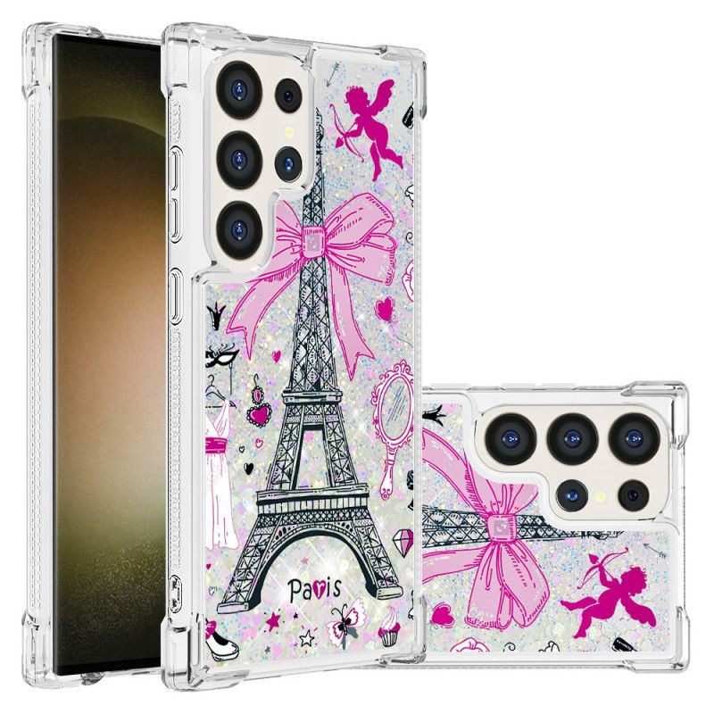 Coque Samsung Galaxy S24 Ultra 5G Paillettes Tour Eiffel