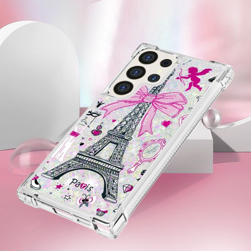 Coque Samsung Galaxy S24 Ultra 5G Paillettes Tour Eiffel