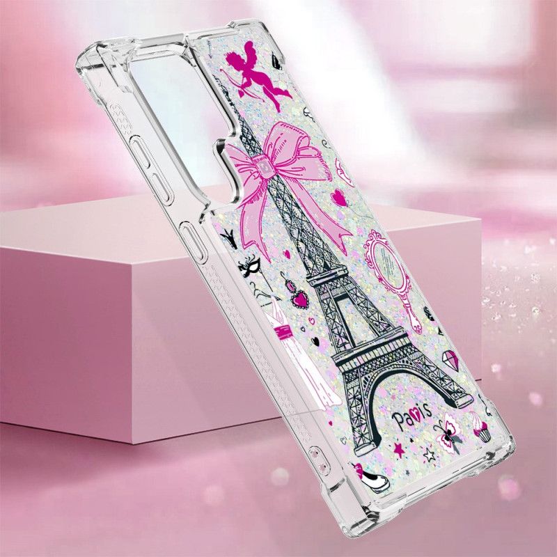 Coque Samsung Galaxy S24 Ultra 5G Paillettes Tour Eiffel