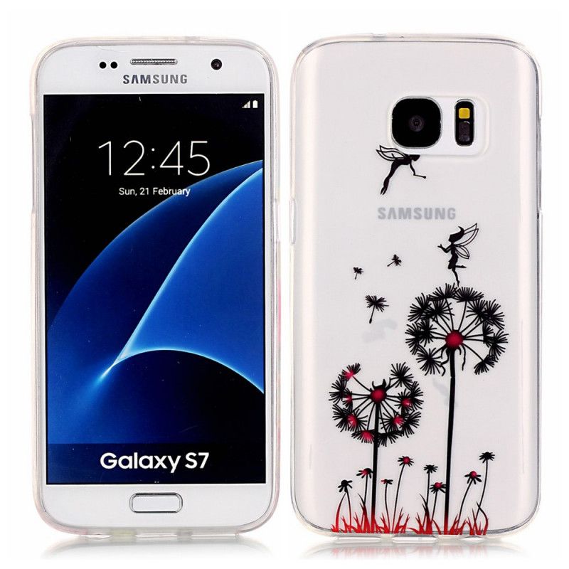 Coque Samsung Galaxy S7 Transparente Pissenlits Rouges