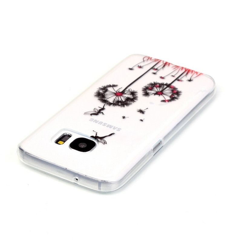 Coque Samsung Galaxy S7 Transparente Pissenlits Rouges