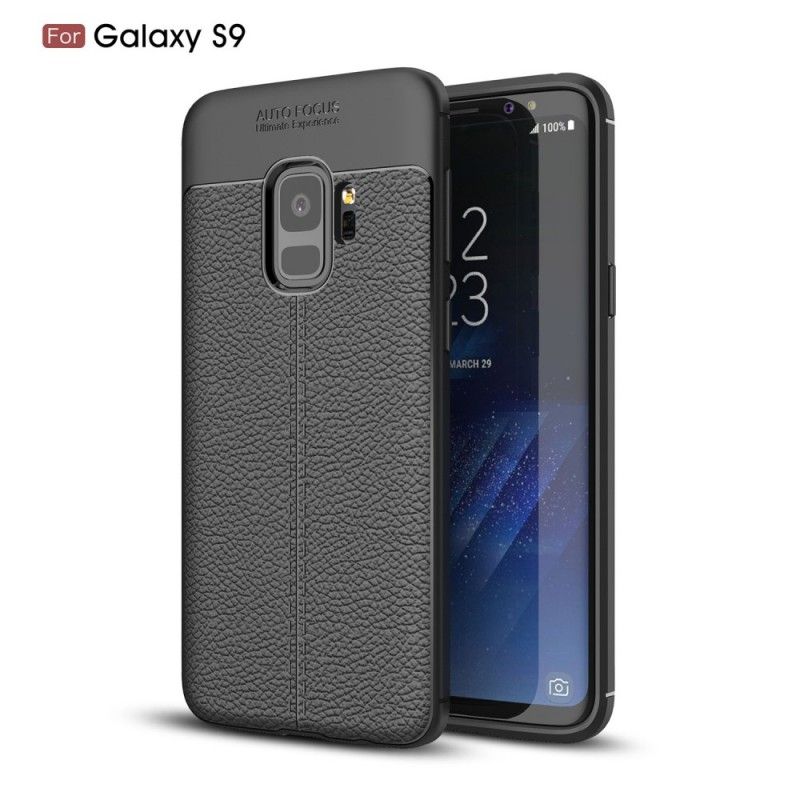 Coque Samsung Galaxy S9 Effet Cuir Litchi Double Line