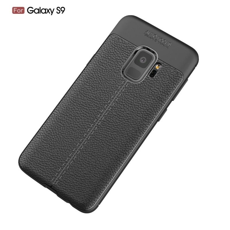 Coque Samsung Galaxy S9 Effet Cuir Litchi Double Line