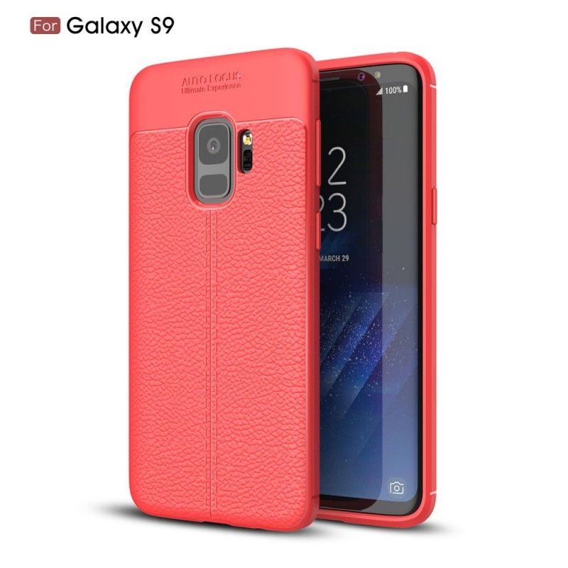 Coque Samsung Galaxy S9 Effet Cuir Litchi Double Line