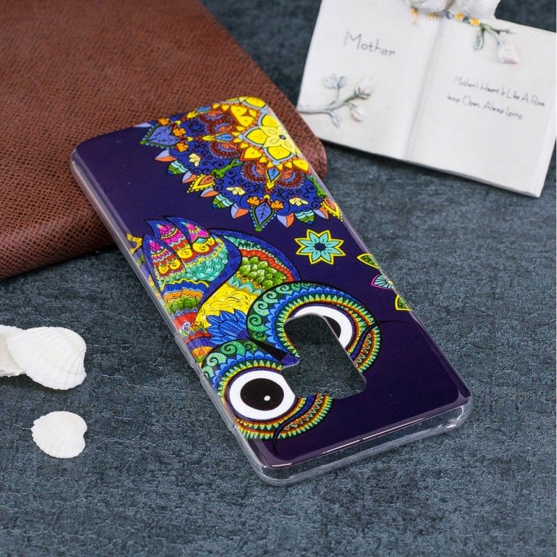 Coque Samsung Galaxy S9 Hibou Mandala Fluorescente