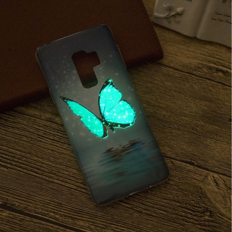 Coque Samsung Galaxy S9 Papillon Bleu Fluorescente