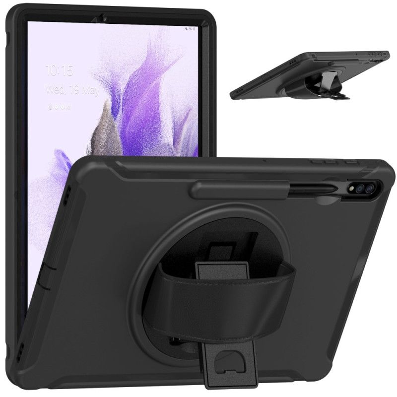 Coque Samsung Galaxy Tab S9 FE Plus / S9 Plus / S8 Plus / S7 Plus / S7 FE Support Rotatif à et Sangle Manuelle