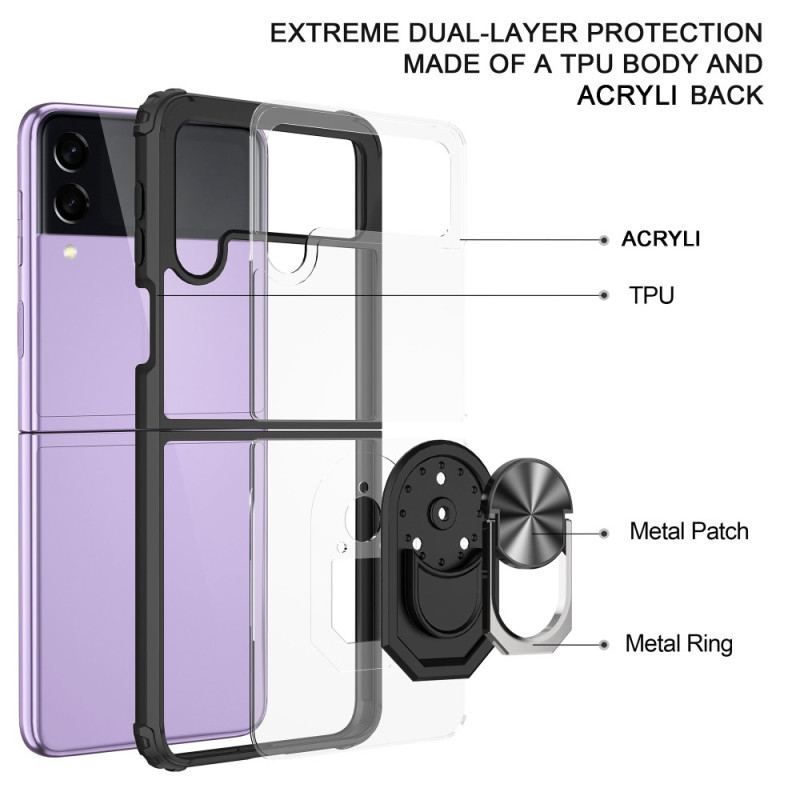 Coque Samsung Galaxy Z Flip 4 Transparente Anneau Métal