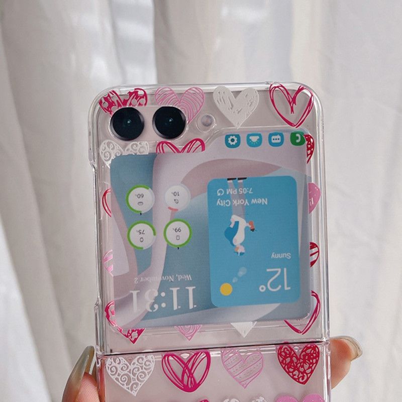 Coque Samsung Galaxy Z Flip 5 Transparente Coeurs