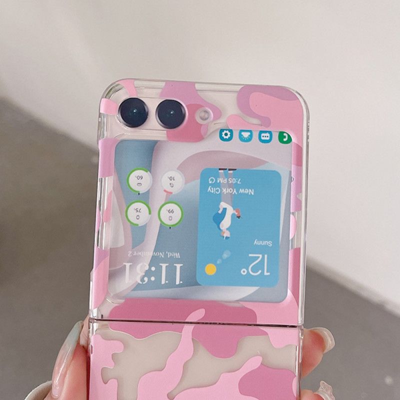 Coque Samsung Galaxy Z Flip 5 Transparente Motif Camouflage