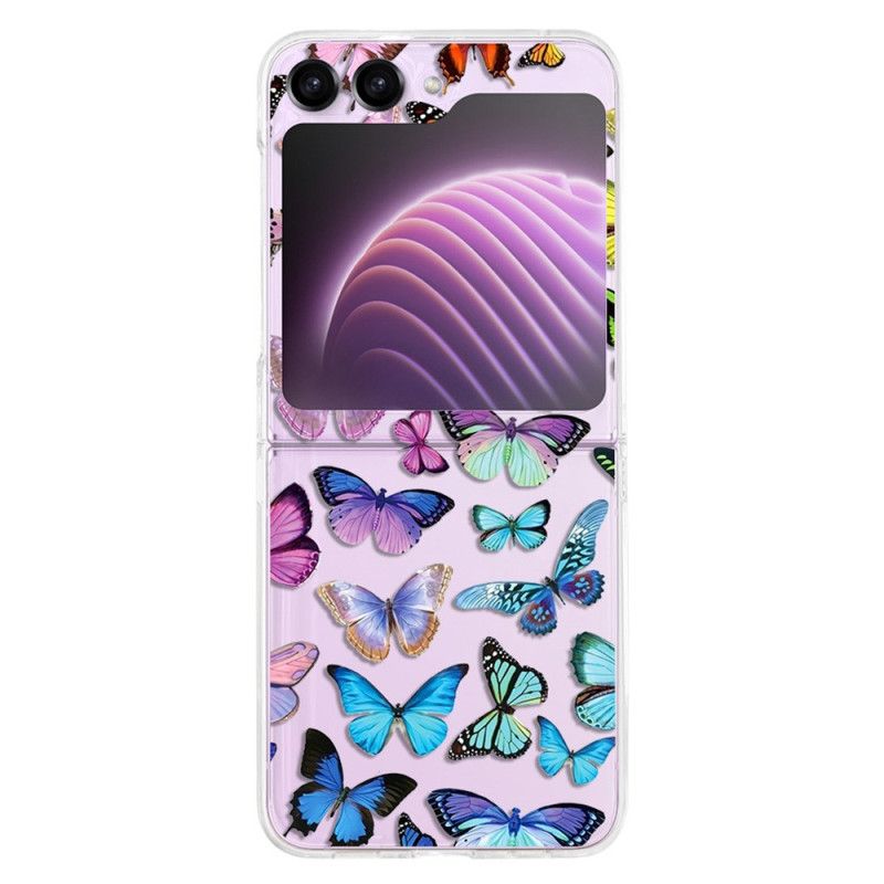 Coque Samsung Galaxy Z Flip 5 Transparente Papillons Colorés