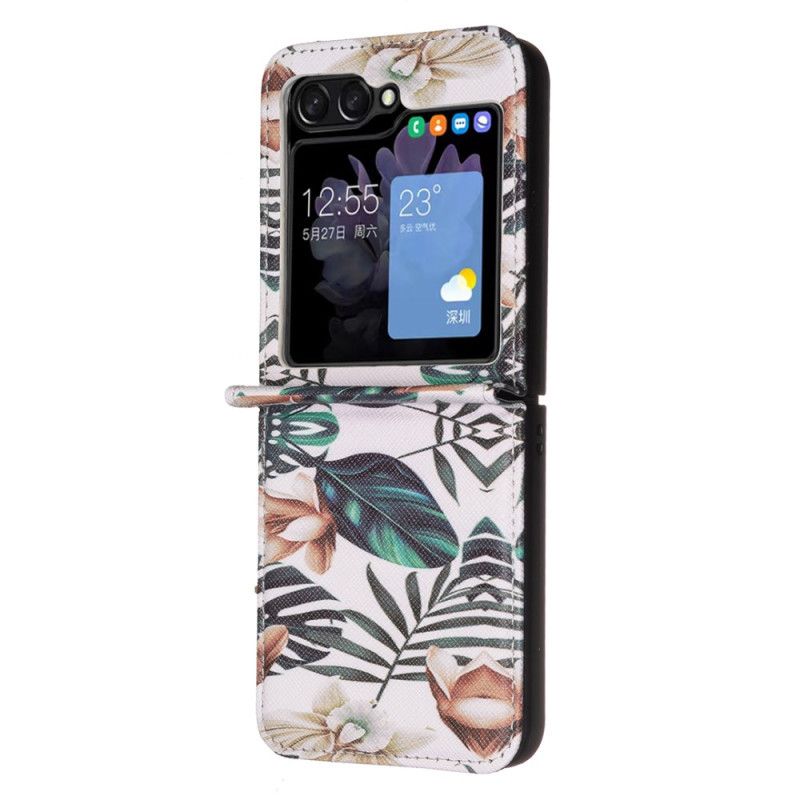 Coque Samsung Galaxy Z Flip Feuilles et Fleurs