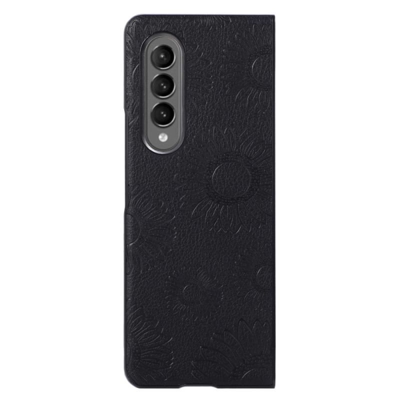 Coque Samsung Galaxy Z Fold 4 Simili Cuir Enduit Motif Tournesols