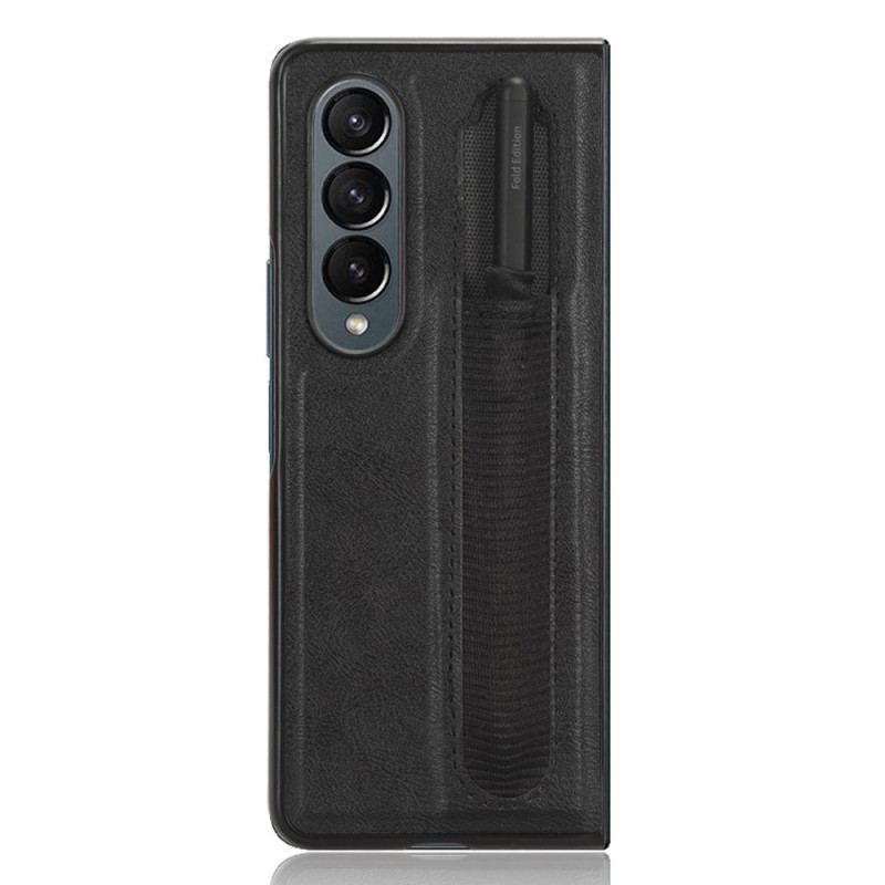 Coque Samsung Galaxy Z Fold 4 Simili Cuir Rétro Stylet