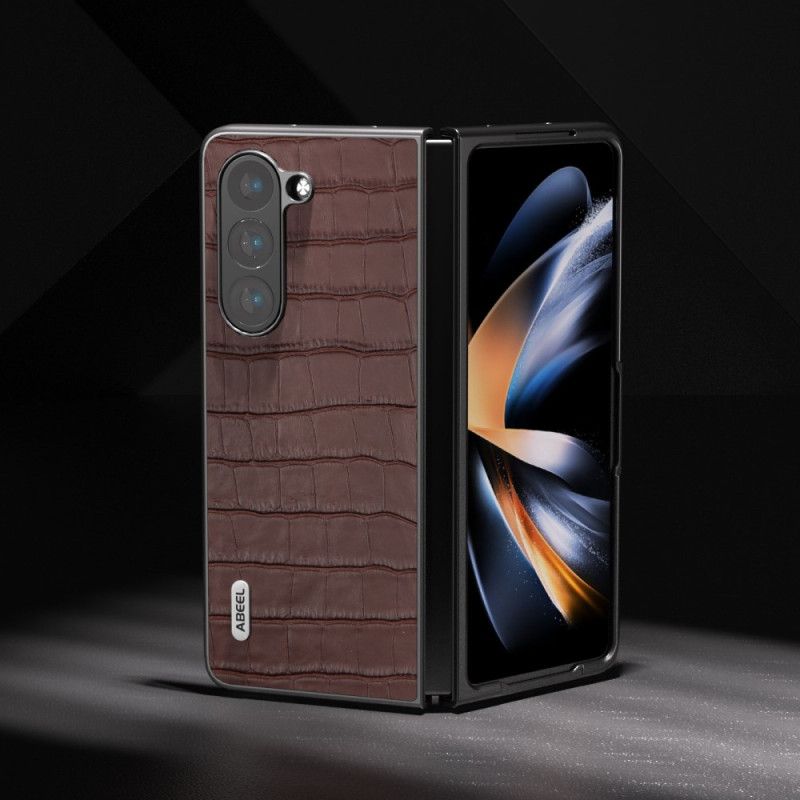 Coque Samsung Galaxy Z Fold 5 Cuir Véritable Design Crocodile