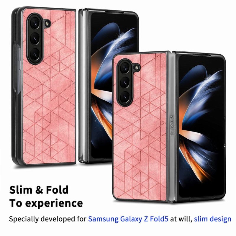 Coque Samsung Galaxy Z Fold 5 Simili Cuir Motifs Géométriques