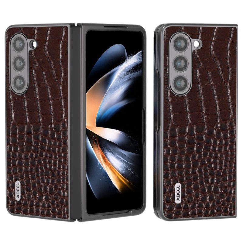 Coque Samsung Galaxy Z Fold 5 Vrai Cuir Effet Croco ABEEL