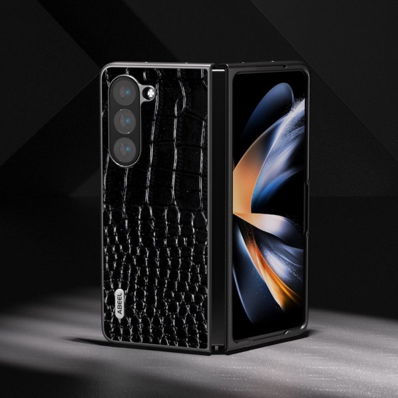 Coque Samsung Galaxy Z Fold 5 Vrai Cuir Effet Croco ABEEL