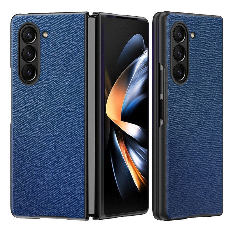 Coque Samsung Galaxy Z Fold Style Cuir Effet Tissé