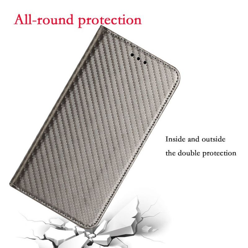 Flip Cover Samsung Galaxy A12 / M12 Fibre Carbone à Lanière