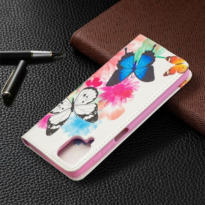 Flip Cover Samsung Galaxy A12 / M12 Papillons Colorés