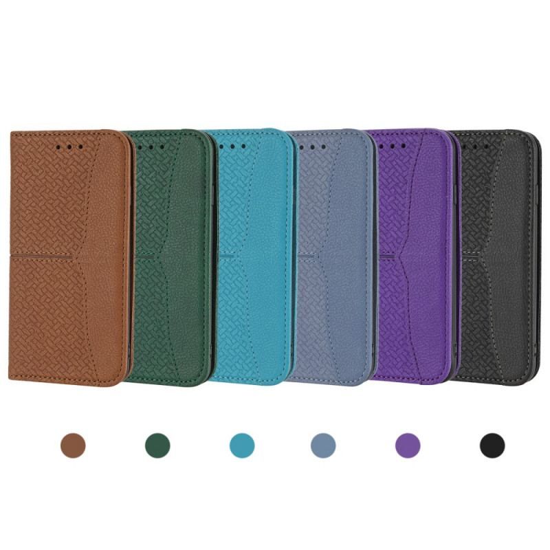 Flip Cover Samsung Galaxy A12 / M12 Style Cuir Tissée à Lanière